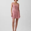 Mini-robe taille basse en mélange de lin