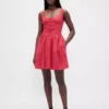 Mini-robe taille basse en mélange de lin