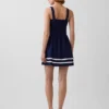 Mini-robe taille basse en mélange de lin