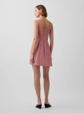 Mini-robe taille basse en mélange de lin