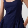 Mini-robe taille basse en mélange de lin