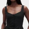 Mini-robe taille basse en mélange de lin