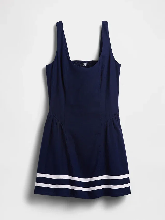 Mini-robe taille basse en mélange de lin