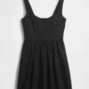 Mini-robe taille basse en mélange de lin