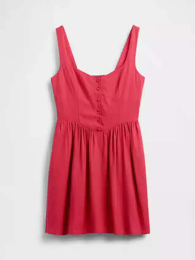 Mini-robe taille basse en mélange de lin