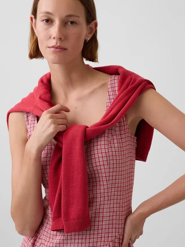 Mini-robe taille basse en mélange de lin