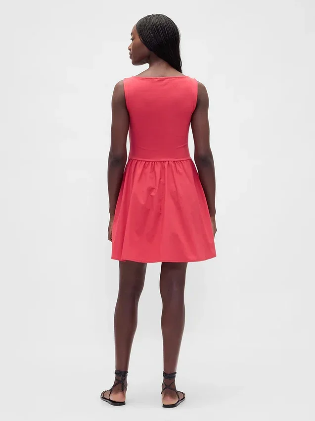 Mini-robe à taille basse en mélange de matières