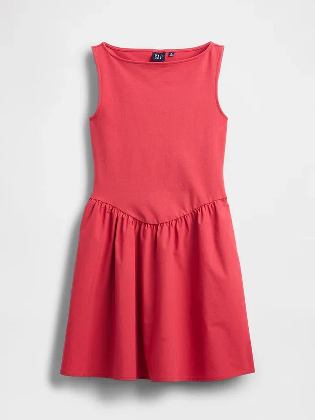 Mini-robe à taille basse en mélange de matières
