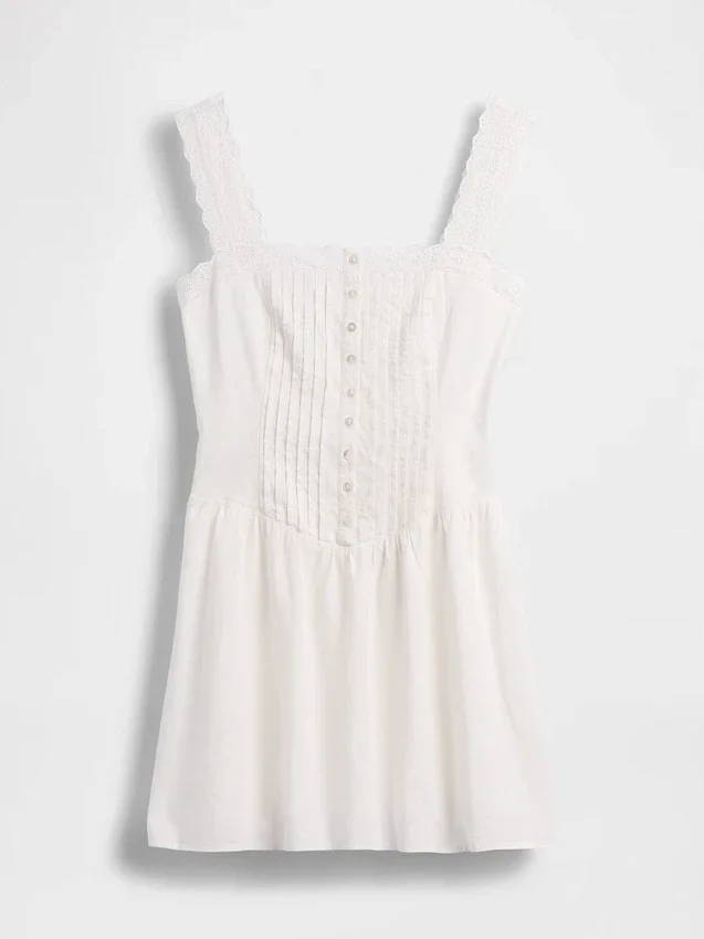 Mini-robe à taille basse et plis creux