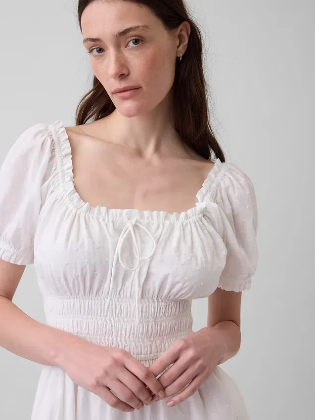 Mini-robe à taille smockée