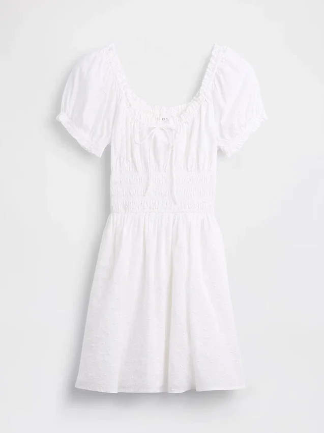 Mini-robe à taille smockée