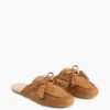 Mules mocassins à pompons en daim vegan