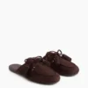 Mules mocassins à pompons en daim vegan