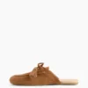 Mules mocassins à pompons en daim vegan