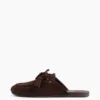 Mules mocassins à pompons en daim vegan
