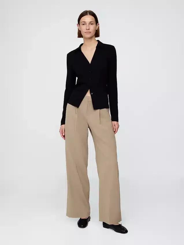 Pantalon 365 à taille basse, plissé et à jambes larges