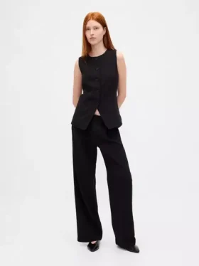 Pantalon 365 à taille basse, plissé et à jambes larges