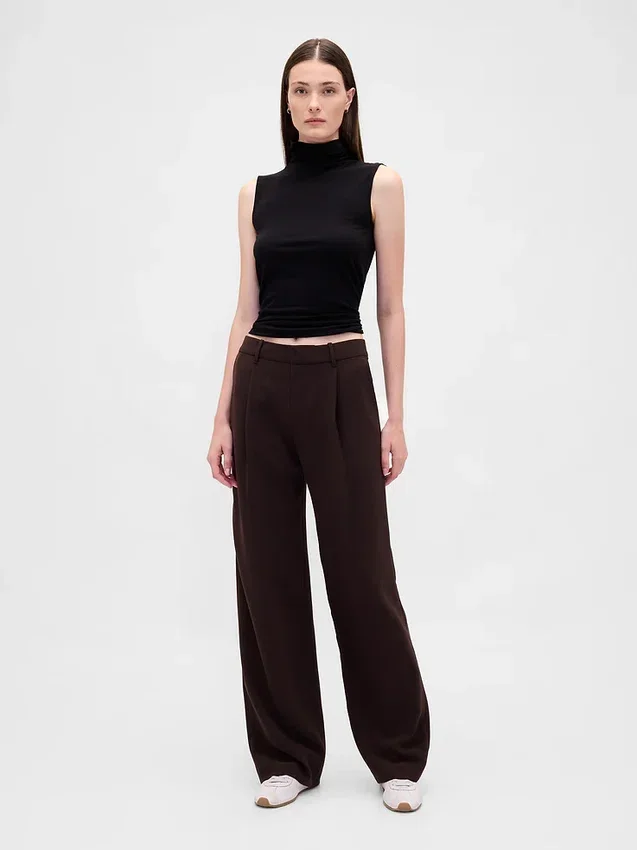 Pantalon 365 à taille basse, plissé et à jambes larges