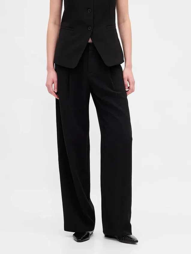 Pantalon 365 à taille basse, plissé et à jambes larges