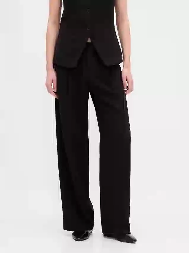 Pantalon 365 à taille basse, plissé et à jambes larges