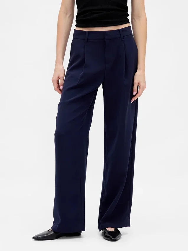 Pantalon 365 à taille basse, plissé et à jambes larges