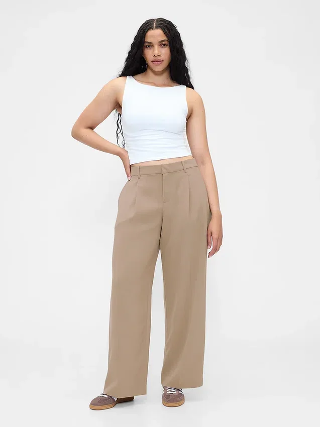Pantalon 365 à taille basse, plissé et à jambes larges