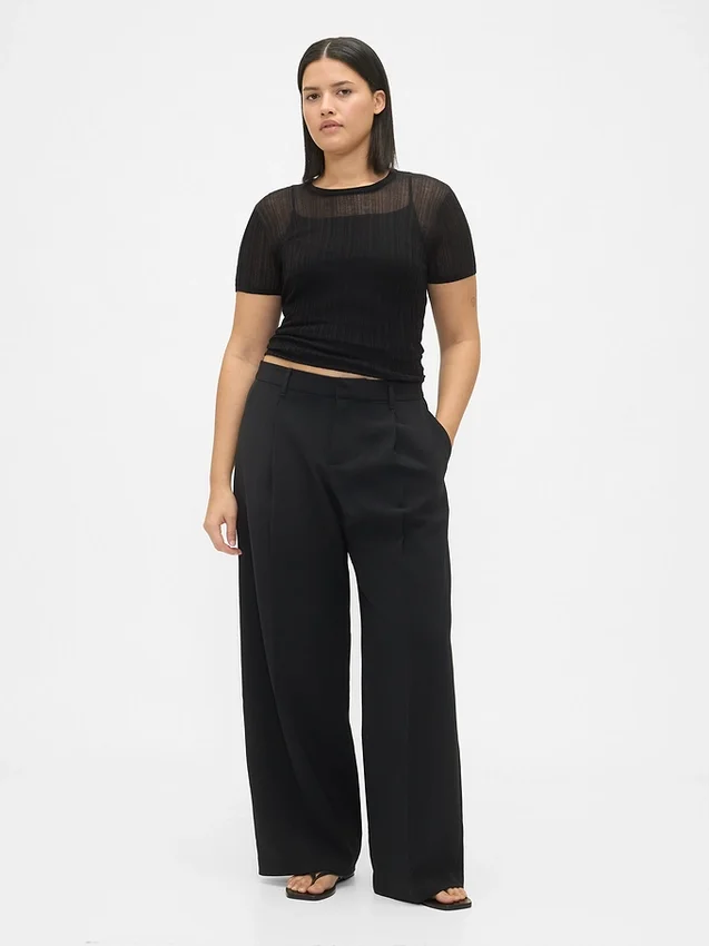 Pantalon 365 à taille basse, plissé et à jambes larges