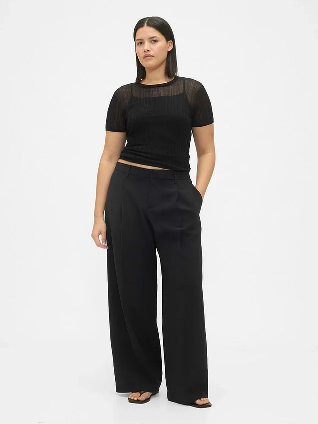 Pantalon 365 à taille basse, plissé et à jambes larges
