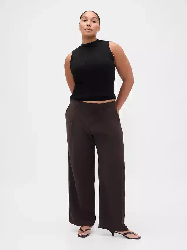 Pantalon 365 à taille basse, plissé et à jambes larges