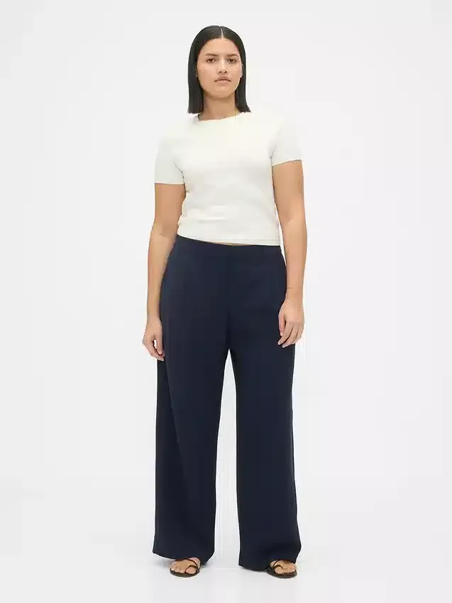 Pantalon 365 à taille basse, plissé et à jambes larges