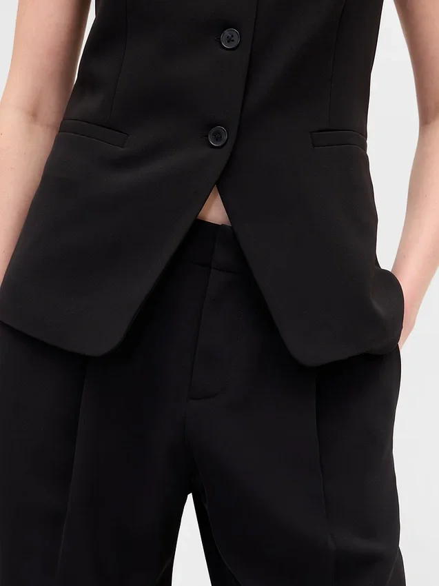 Pantalon 365 à taille basse, plissé et à jambes larges