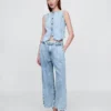 Pantalon 365 taille haute en denim ultra-doux à plis, longueur cheville