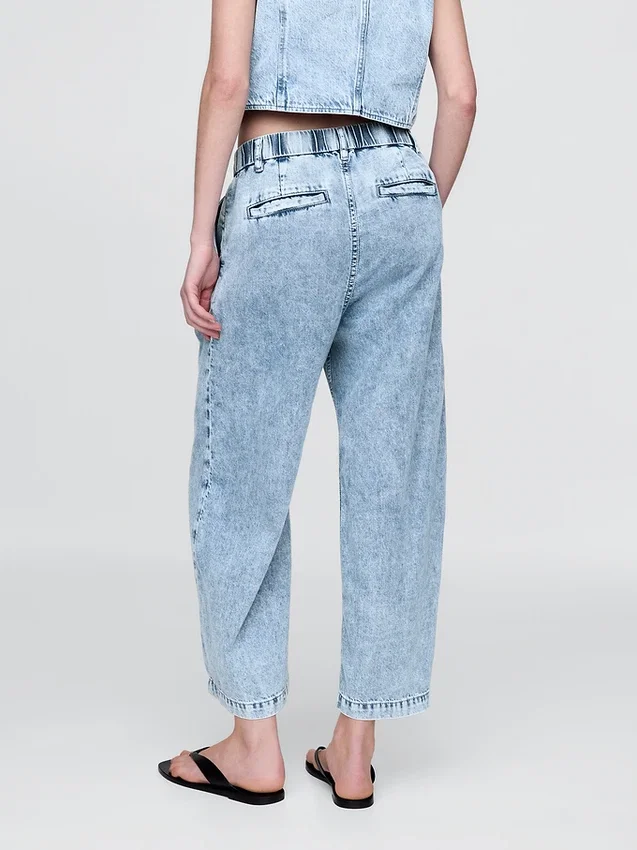Pantalon 365 taille haute en denim ultra-doux à plis, longueur cheville