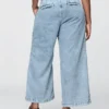 Pantalon 365 taille haute en denim ultra-doux à plis, longueur cheville