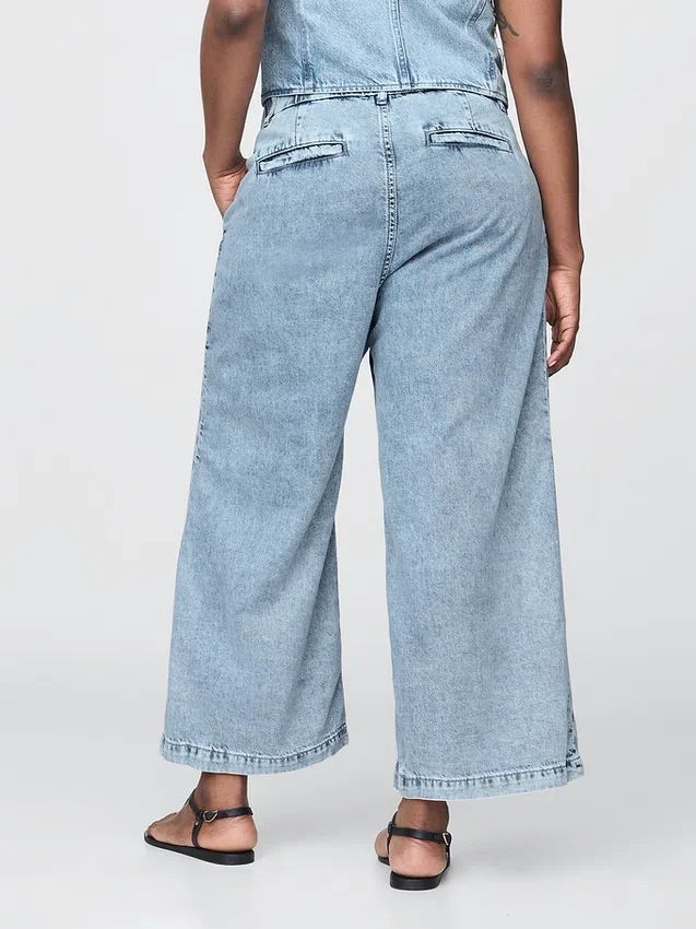 Pantalon 365 taille haute en denim ultra-doux à plis, longueur cheville