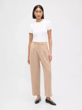 Pantalon 365 taille haute en sergé brossé, coupe fuselée aux chevilles