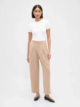 Pantalon 365 taille haute en sergé brossé, coupe fuselée aux chevilles