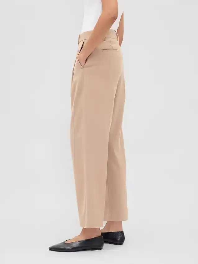 Pantalon 365 taille haute en sergé brossé, coupe fuselée aux chevilles