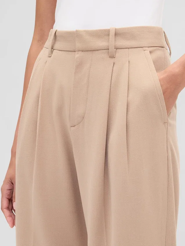 Pantalon 365 taille haute en sergé brossé, coupe fuselée aux chevilles