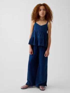 Pantalon ample décontracté en gaze de coton pour enfant