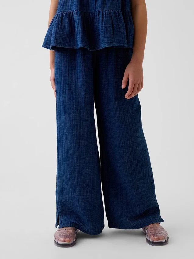 Pantalon ample décontracté en gaze de coton pour enfant