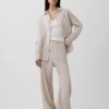 Pantalon ample décontracté en mélange de lin