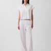 Pantalon ample décontracté en mélange de lin