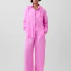 Pantalon ample décontracté en mélange de lin