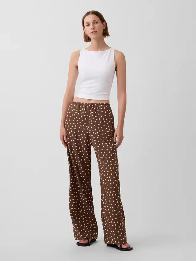 Pantalon ample décontracté en mélange de lin