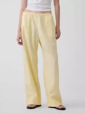 Pantalon ample décontracté en mélange de lin