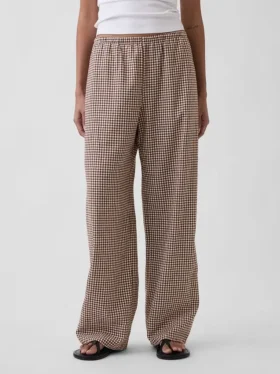 Pantalon ample décontracté en mélange de lin