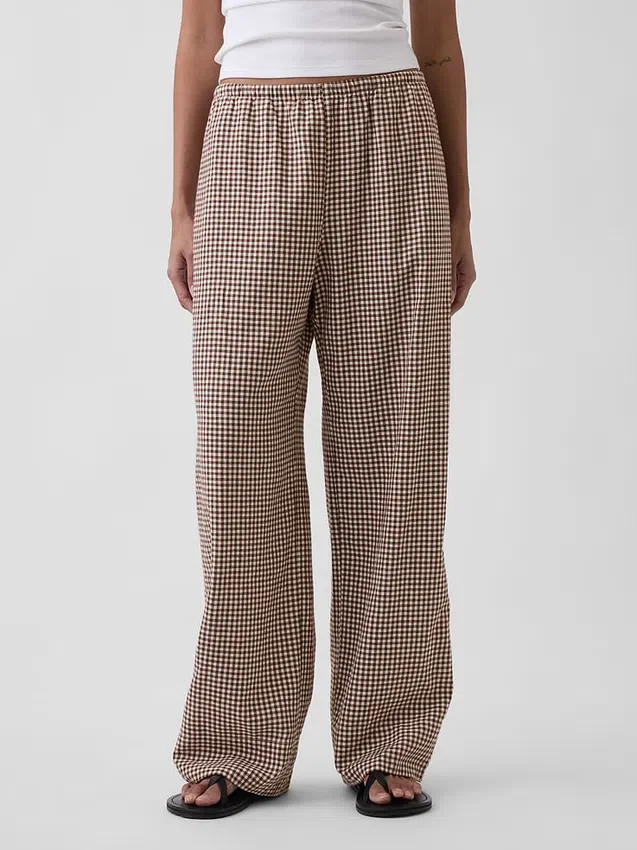Pantalon ample décontracté en mélange de lin