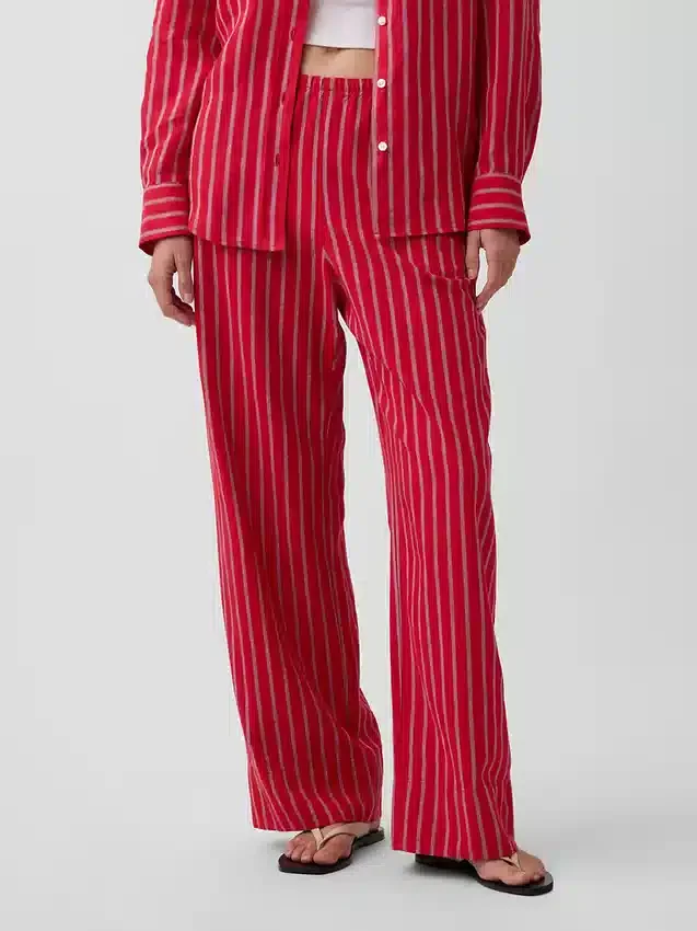 Pantalon ample décontracté en mélange de lin
