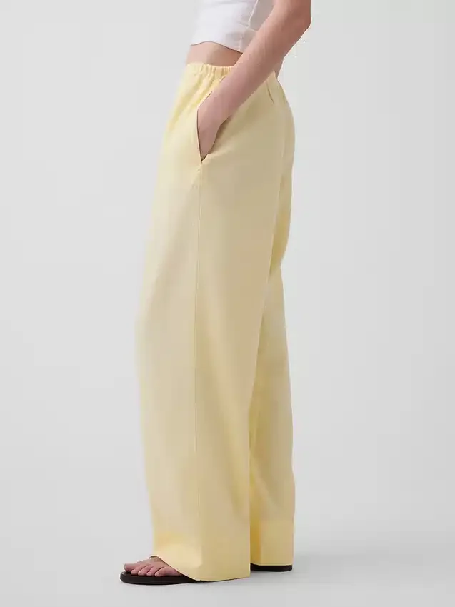 Pantalon ample décontracté en mélange de lin